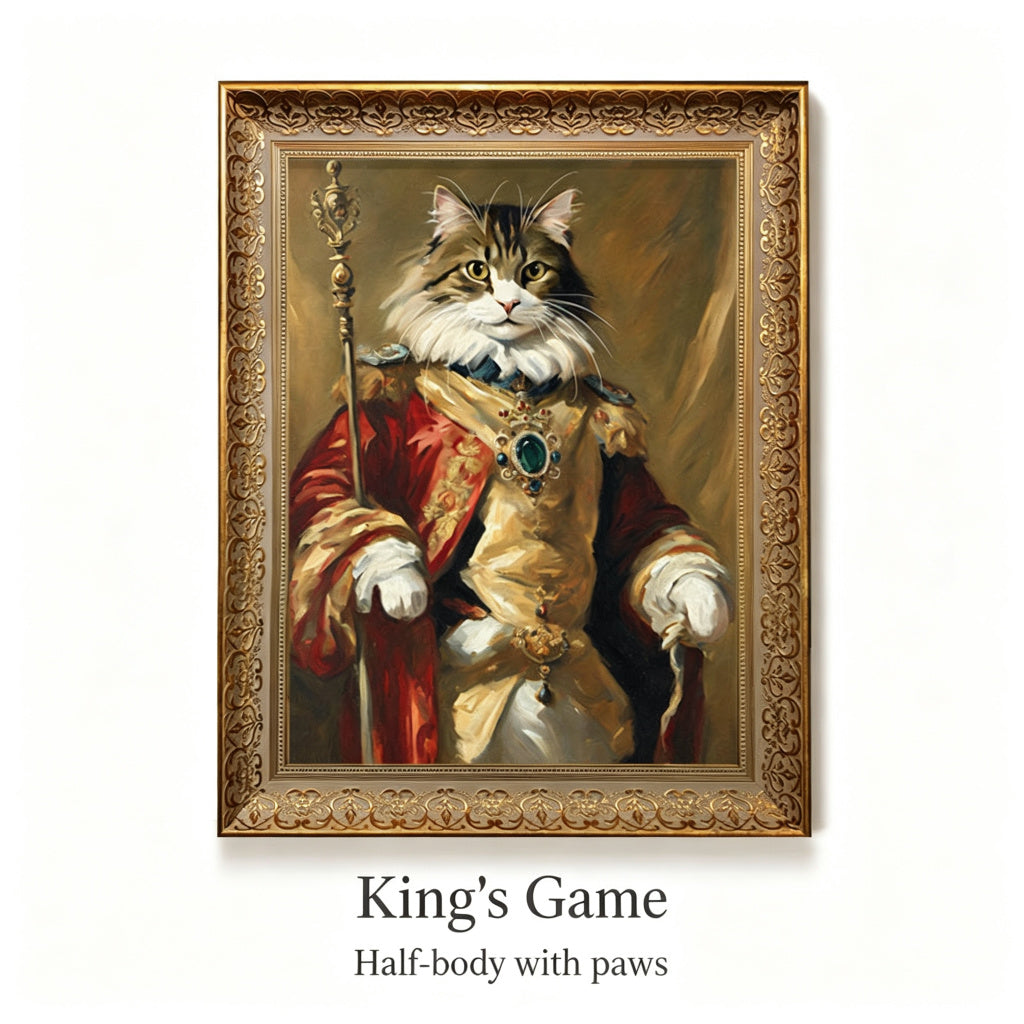 PHABULS Custom Pet Portrait Framed, Royal Renaissance Dog & Cat Art
