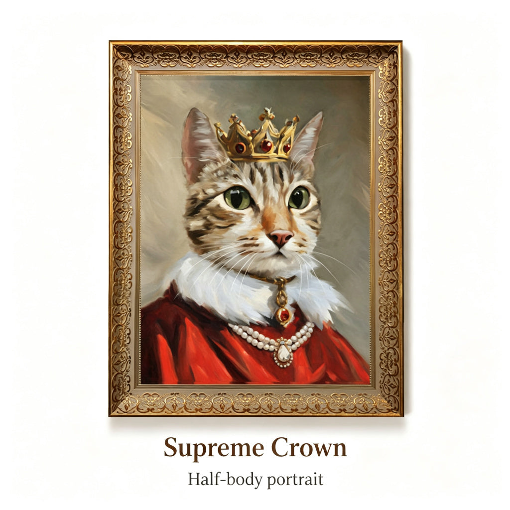 PHABULS Custom Pet Portrait Framed, Royal Renaissance Dog & Cat Art