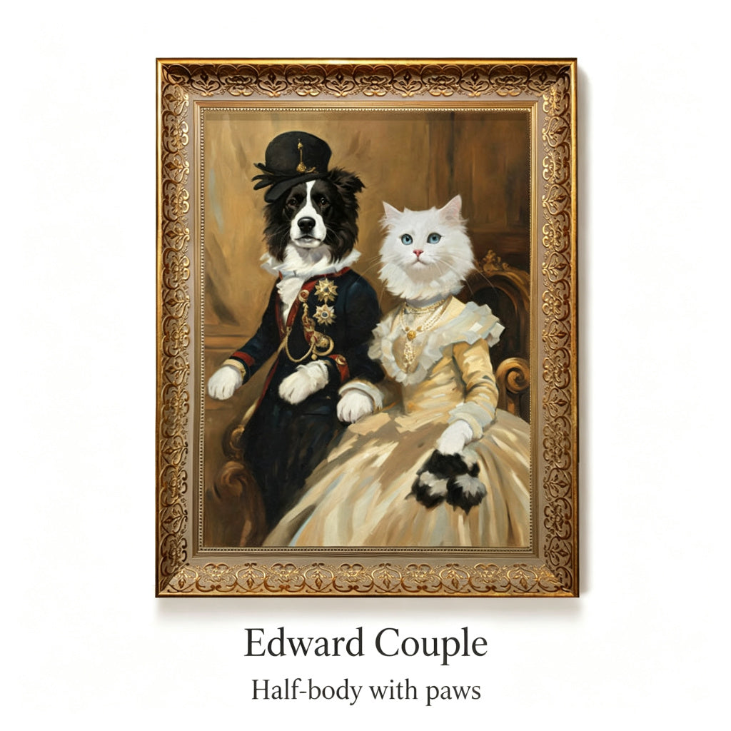 PHABULS Custom Pet Portrait Framed, Royal Renaissance Dog & Cat Art