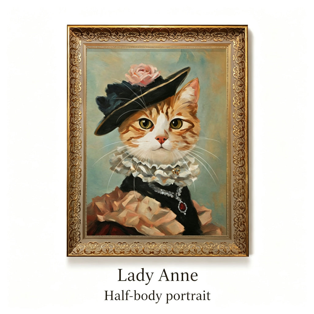 PHABULS Custom Pet Portrait Framed, Royal Renaissance Dog & Cat Art