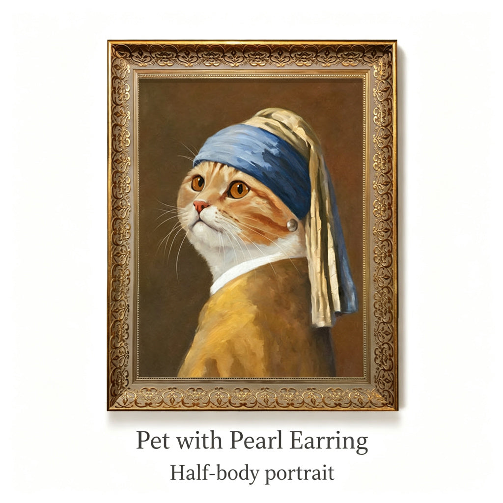 PHABULS Custom Pet Portrait Framed, Royal Renaissance Dog & Cat Art