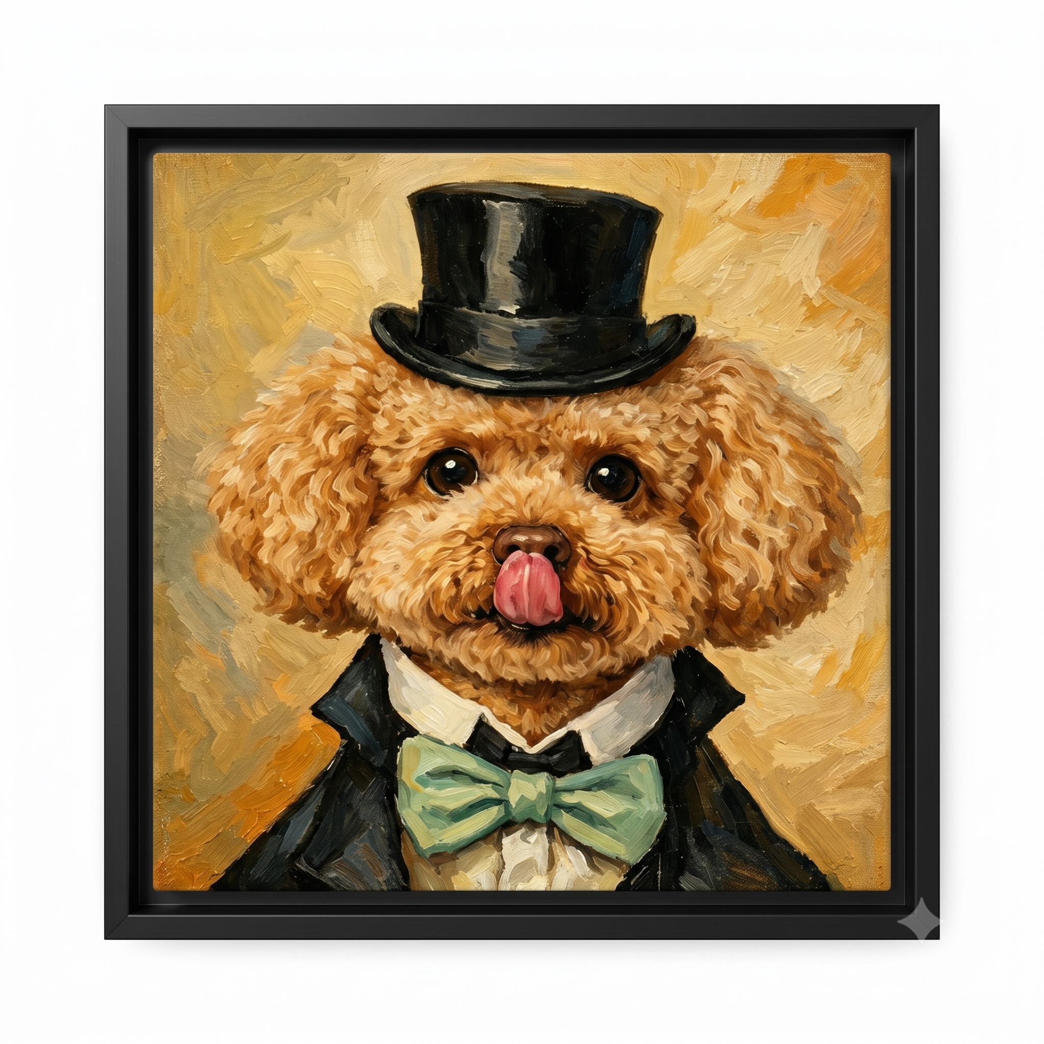 PHABULS Framed Custom Pet Portrait, Floral Fairytale Impasto Oil Painting