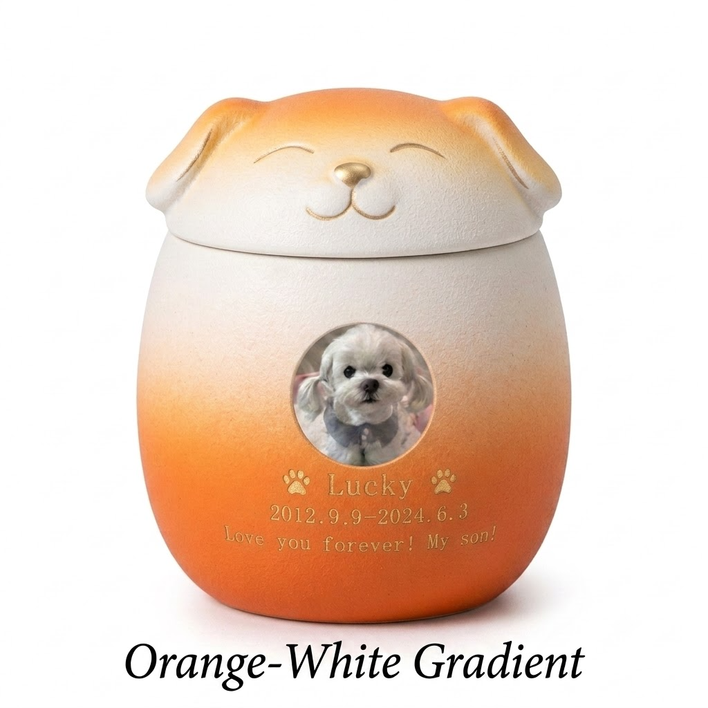 PHABULS Custom Pet Urn for Ashes Ceramic Dog Cat Memorial with Photo