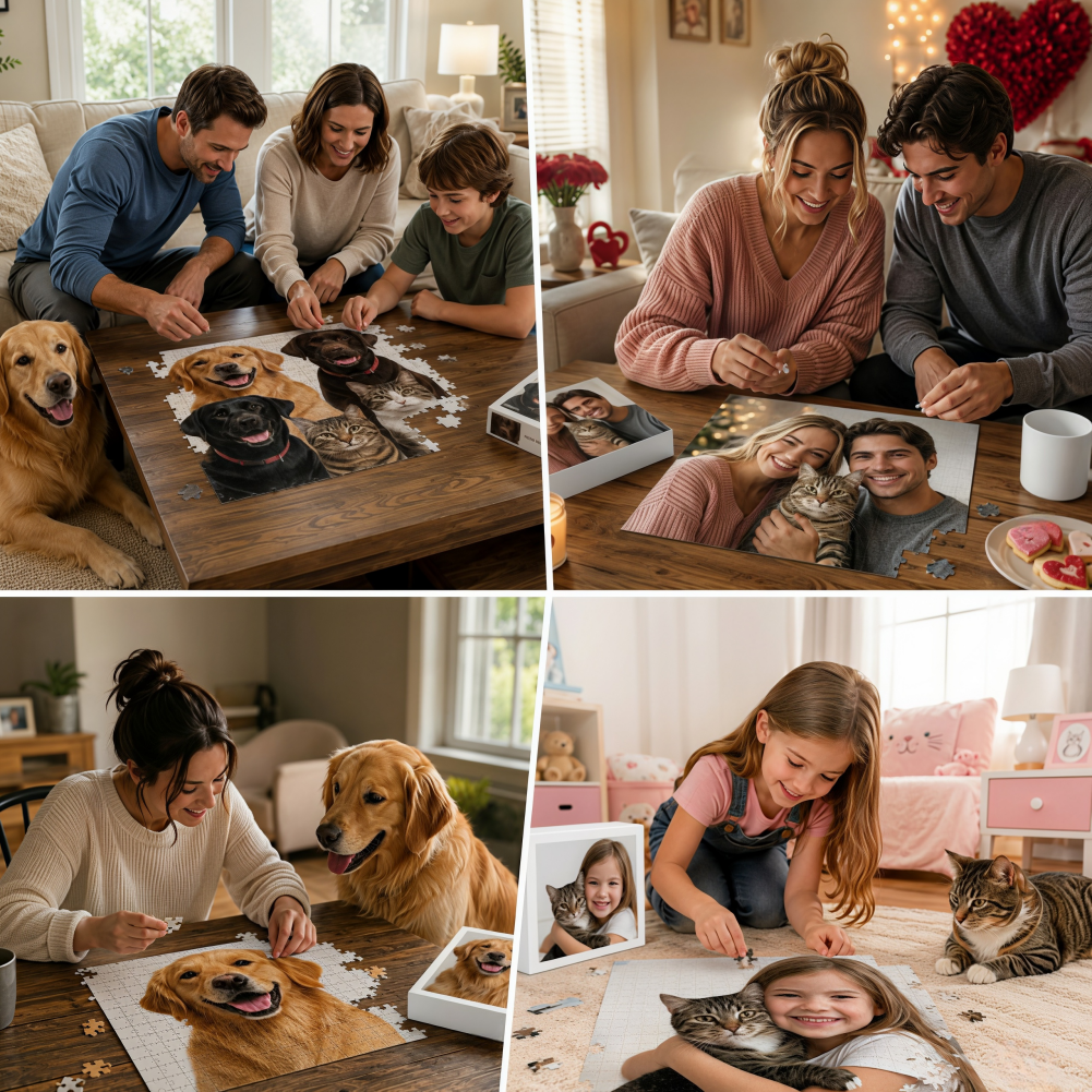Custom Wooden Pet Photo Puzzle, Personalized Jigsaw 120 300 Pieces