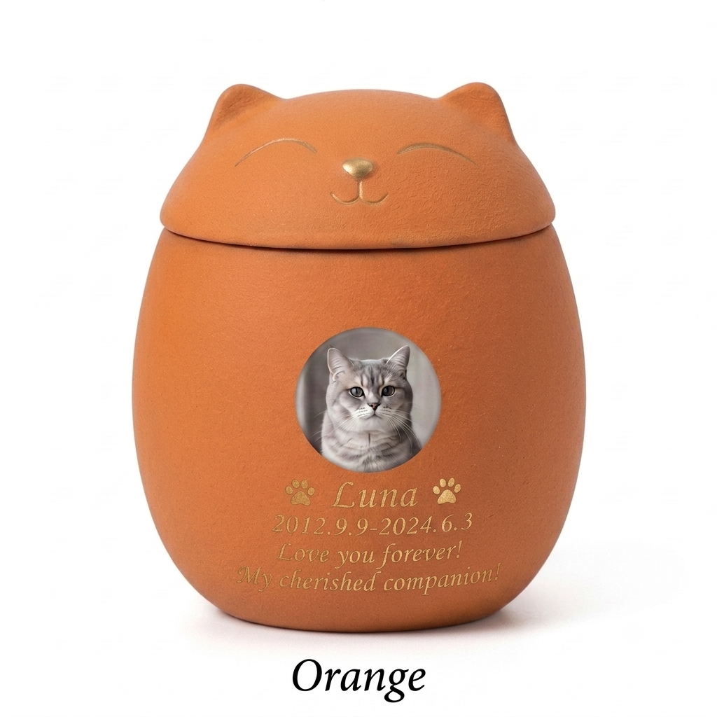 PHABULS Custom Pet Urn for Ashes Ceramic Dog Cat Memorial with Photo
