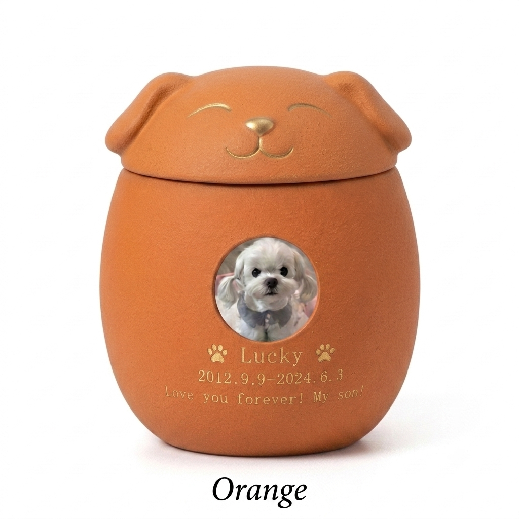 PHABULS Custom Pet Urn for Ashes Ceramic Dog Cat Memorial with Photo