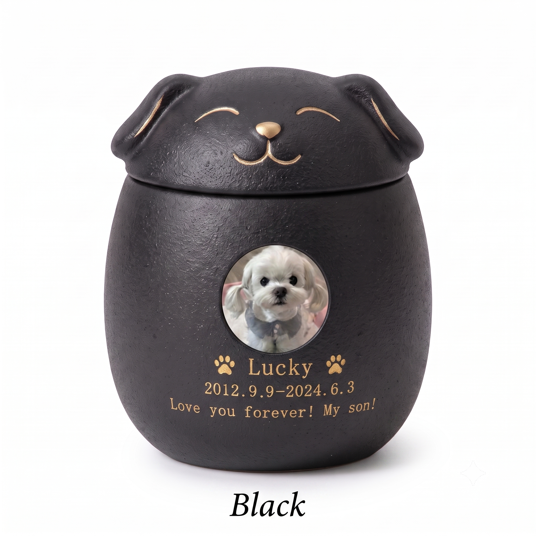 PHABULS Custom Pet Urn for Ashes Ceramic Dog Cat Memorial with Photo