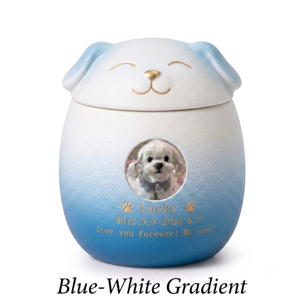 PHABULS Custom Pet Urn for Ashes Ceramic Dog Cat Memorial with Photo