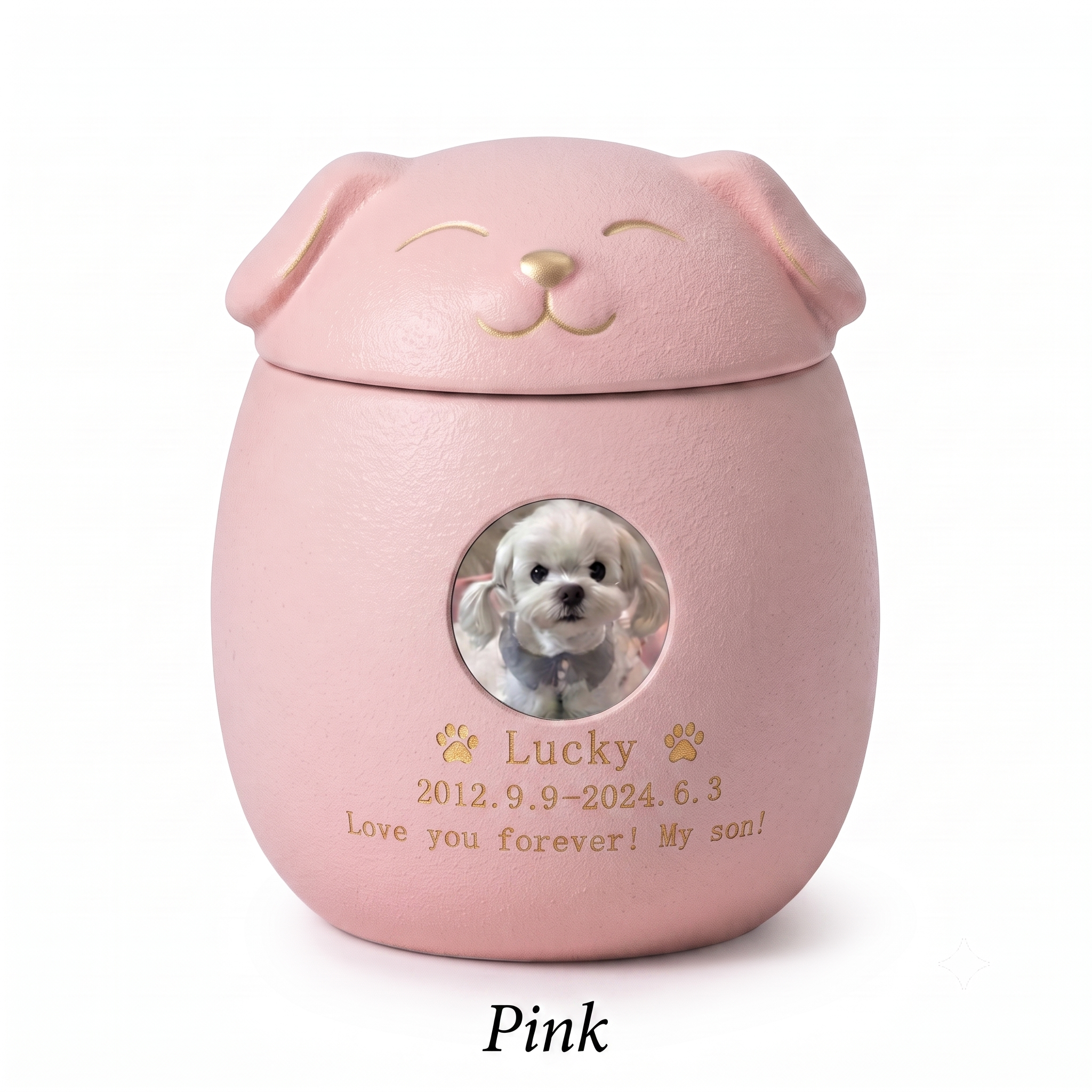 PHABULS Custom Pet Urn for Ashes Ceramic Dog Cat Memorial with Photo