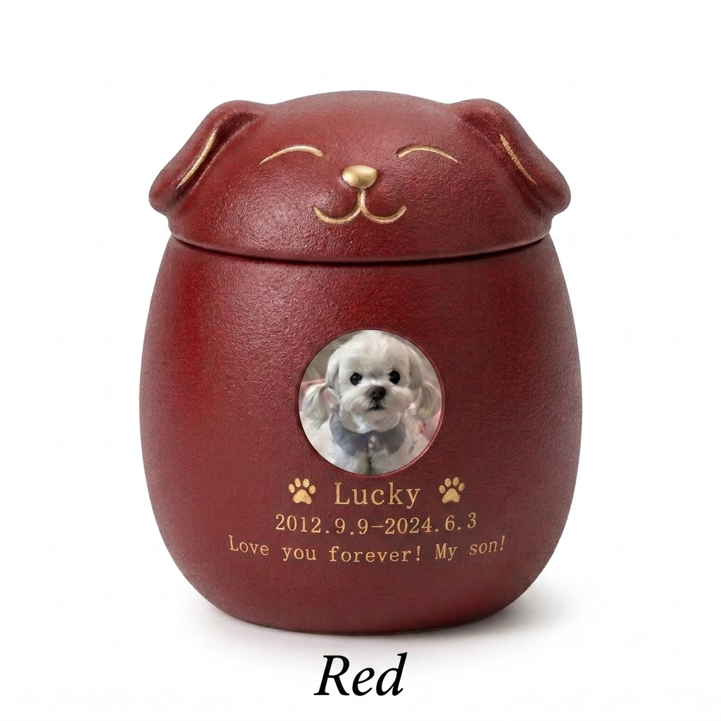 PHABULS Custom Pet Urn for Ashes Ceramic Dog Cat Memorial with Photo